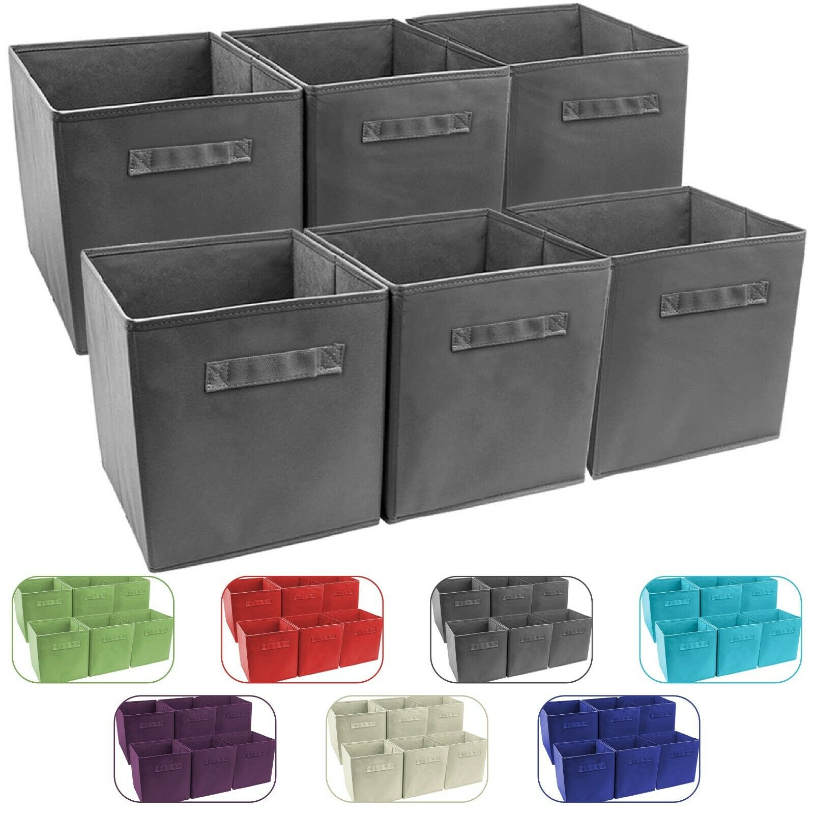6 Foldable Storage Cube Basket Bin Cloth Baskets for Shelves, Cubby Organizers