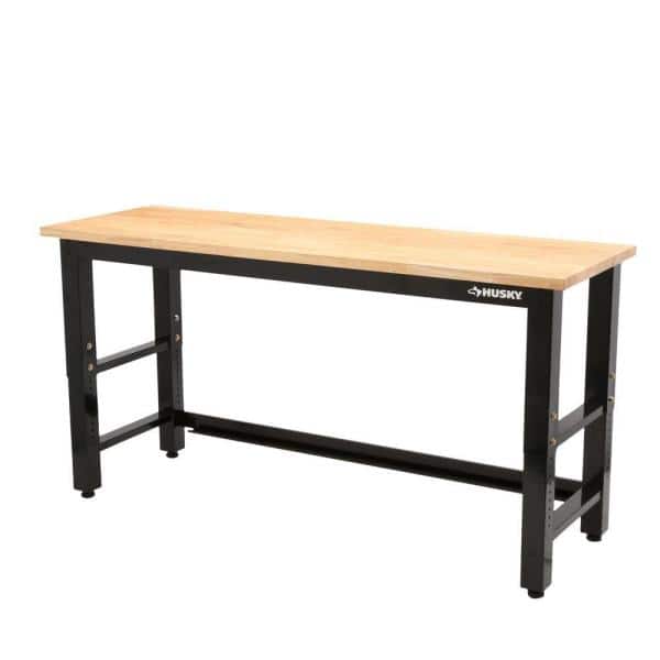 6 ft. Adjustable Height Solid Wood Top Workbench in Black for Ready to Assemble Steel Garage Storage System