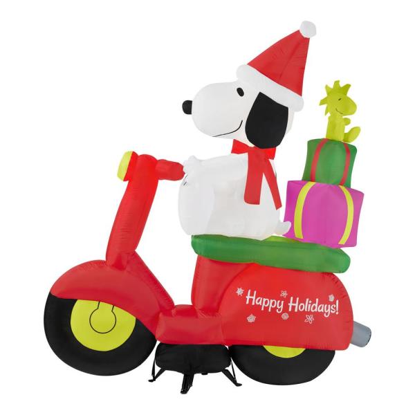 6 ft Pre-Lit LED Airblown Peanuts Snoopy with Woodstock on Moped Scene Christmas Inflatable