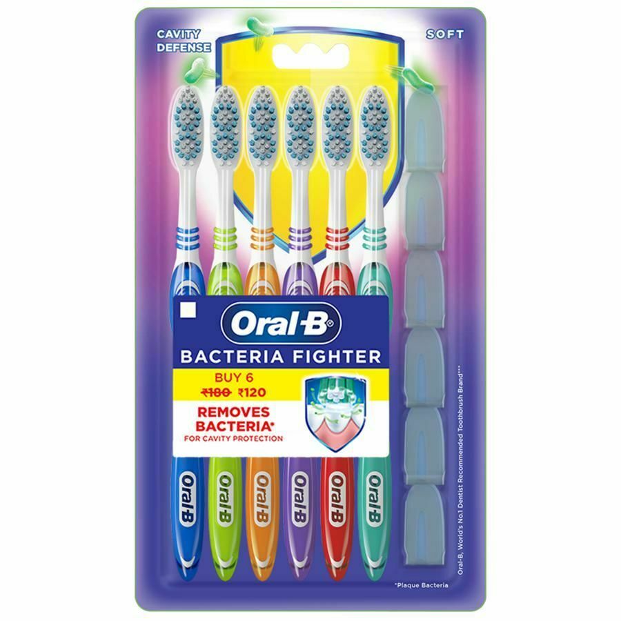 6 Pack Oral-B All Rounder Cavity Defense Toothbrush Soft Bristles Brush W/ COVER
