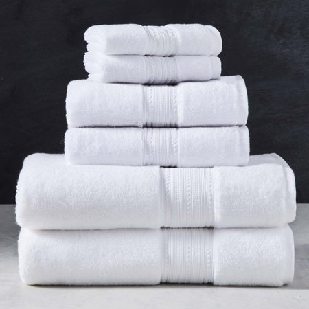 6 Piece Solid Bath Towel Set, Arctic White, Better Homes & Gardens Signature Soft Collection