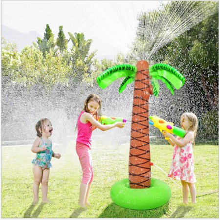 61" Inflatable Sprinkler Toy, Inflatable Palm Tree Sprinkler for Kids, Summer Outdoor Pool Toys, Spray Water Pool Toy Inflatable Water Park, Parent-Child Toys for 1 2 3 4 5 Year Old