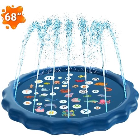 68’’ Sprinkler for Kids, 3-in-1 Splash Pad, from A to Z Toddler Pool for Wading Swimming and Learning, Inflatable Outdoor Water Toys Fun for 1 2 3 4 5 Year Old Toddlers, Kids, Boys and Girls