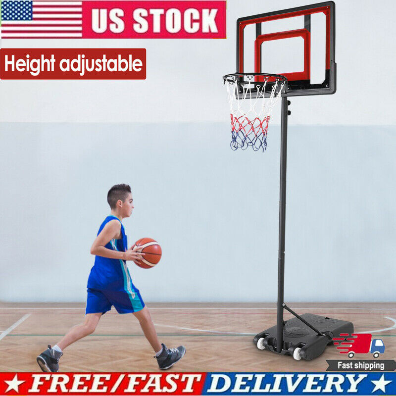 7'Portable Basketball Hoop Outdoor System Goal Stand Backboard Height Adjustable
