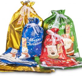 Christmas Drawstring Gift Bags 30 Piece Set Cyber Monday Deal
