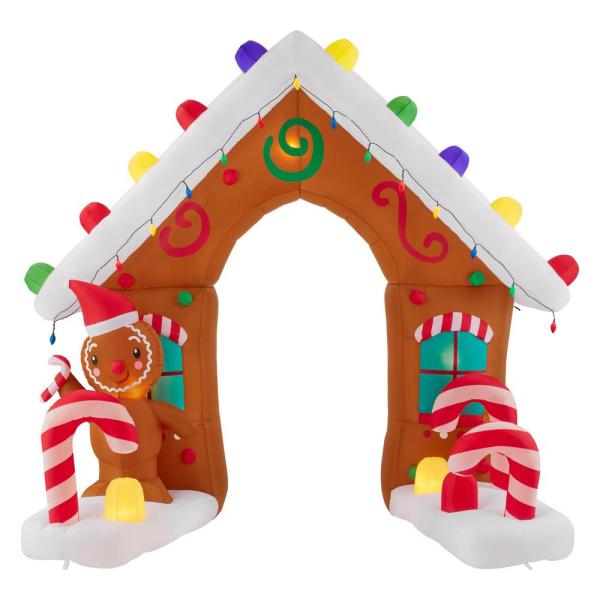 8.4 ft Pre-Lit LED Giant-Sized Airblown Gingerbread Arch Christmas Inflatable