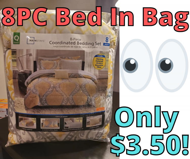 Walmart Damask Bedding 8PC Bed In Bag Only $3.50!
