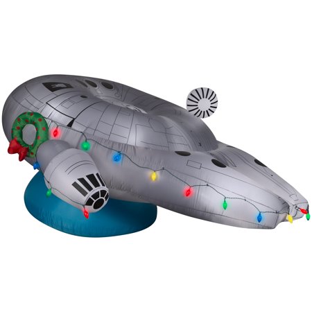 9' Gemmy Airblown Inflatable Disney Star Wars Millennium Falcon w/ Christmas Light String