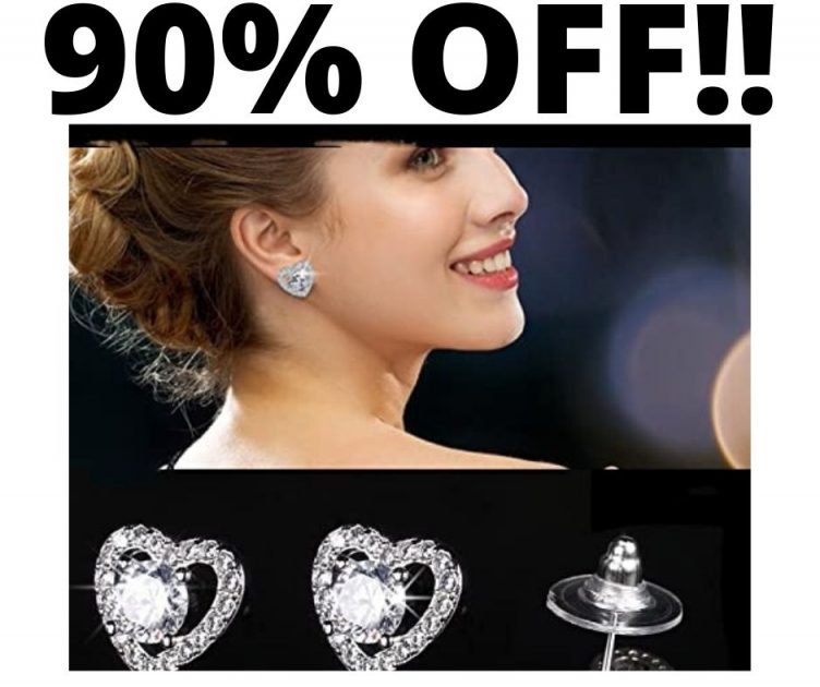 Heart Shaped Diamond Stud Earrings 90% Off On Amazon!