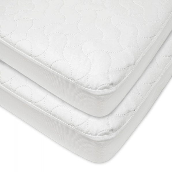 American Baby Company Waterproof Fitted Quilted Crib and Toddler Protective Pad Cover, White (2 Count)