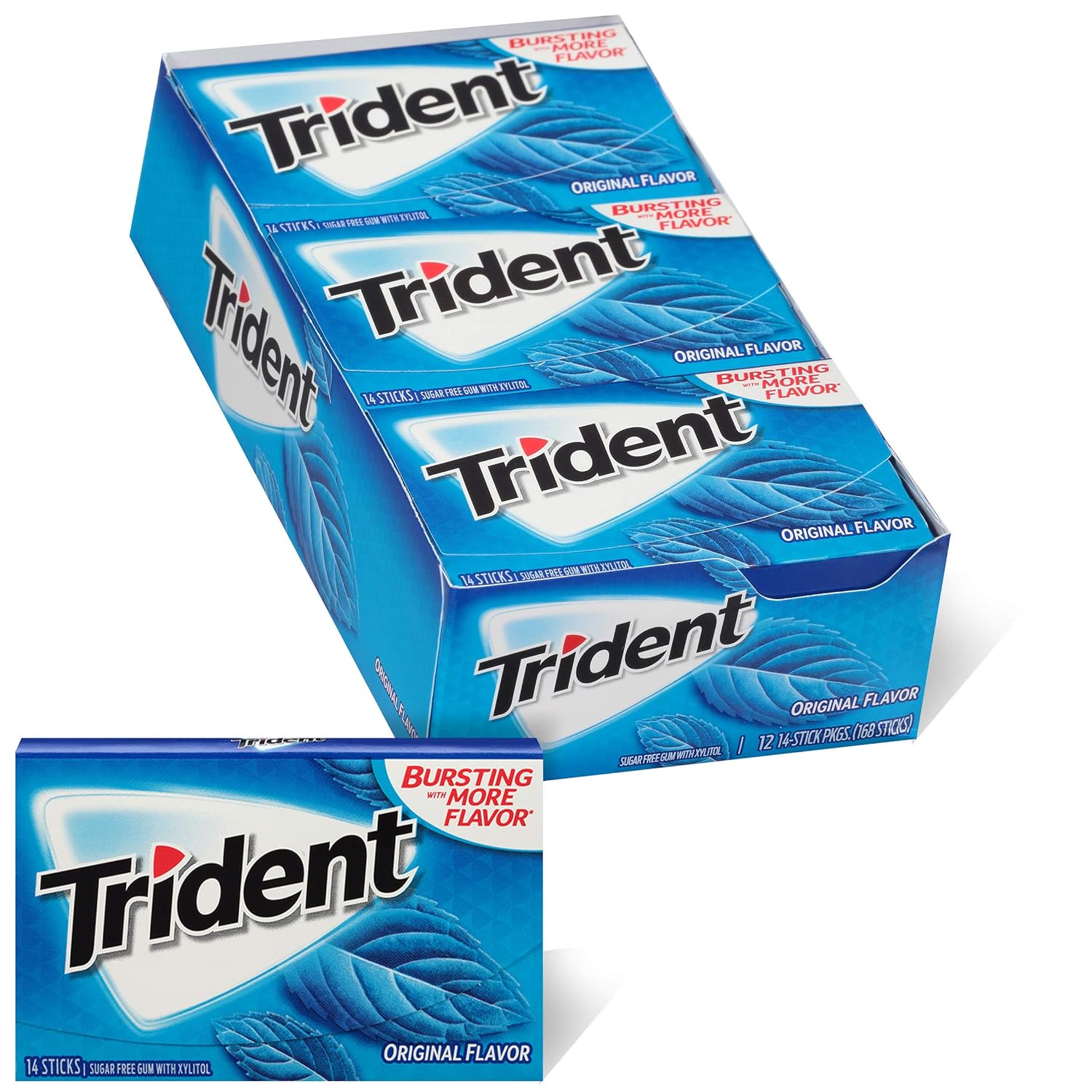 PRICE ERROR! Trident Original Flavor Sugar Free Gum, 12 Packs of 14 Pieces (168 Total Pieces) 80 CENTS EACH!