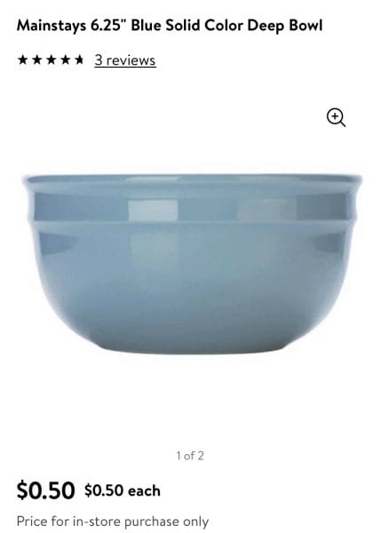 Mainstays Blue Bowl ONLY $0.50 Cents