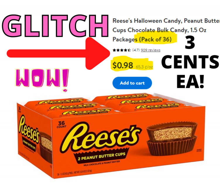 Reese’s Halloween Candy Walmart PRICE ERROR ONLY 3 CENTS EA!