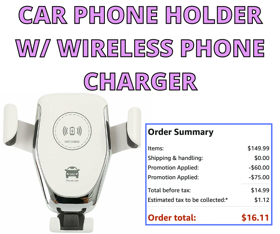 Car Phone Holder W/ Wireless Charger! Major Savings!