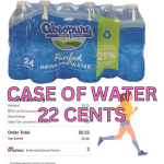 CASE OF WATER 22 CENTS