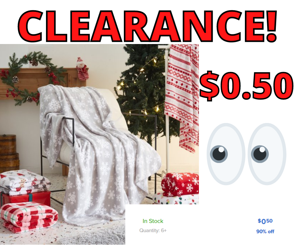 Holiday Time Plush Throw Blankets ONLY $0.50!