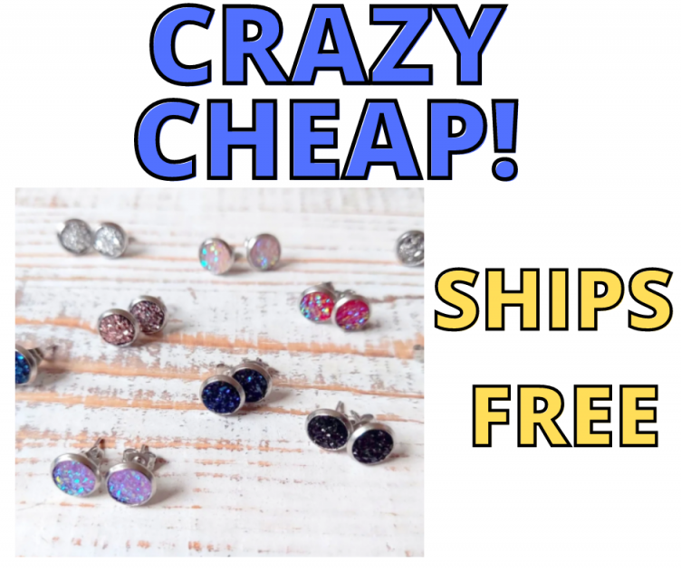 Mini Druzy Earrings CRAZY CHEAP AND SHIPS FREE!