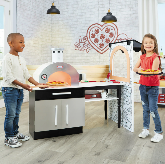 ONLINE CLEARANCE! - Little Tikes Real Wood Pizza Restaurant 20-Piece Wooden Pretend Play Kitchen Toys Playset 1 Capture