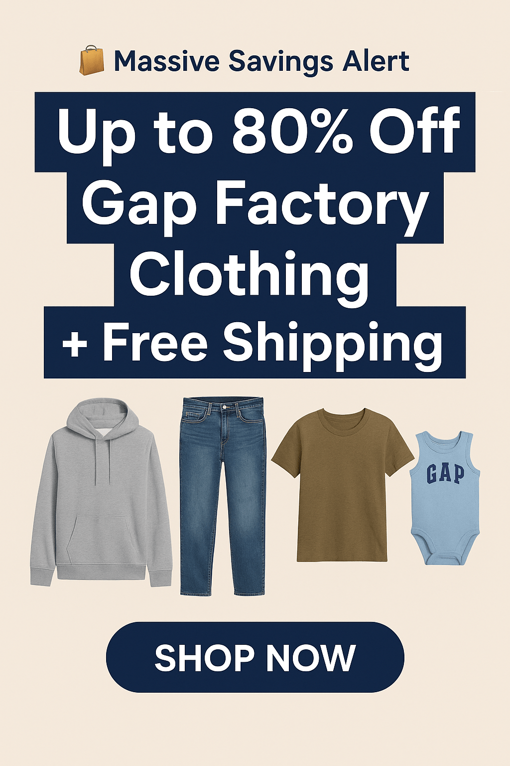 Massive Savings Alert: Up to 80% Off Gap Factory Clothing + Free Shipping!