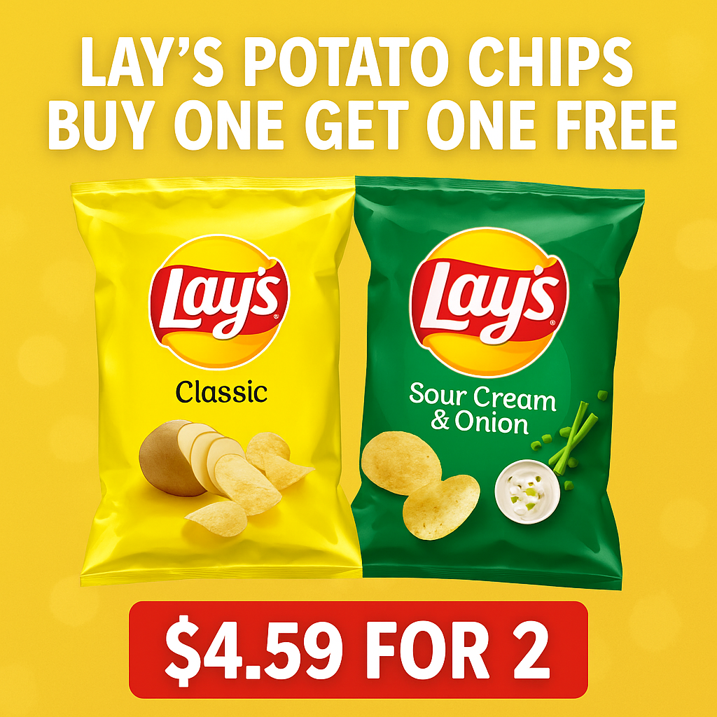 Lays Potato Chips Buy One Get One Free