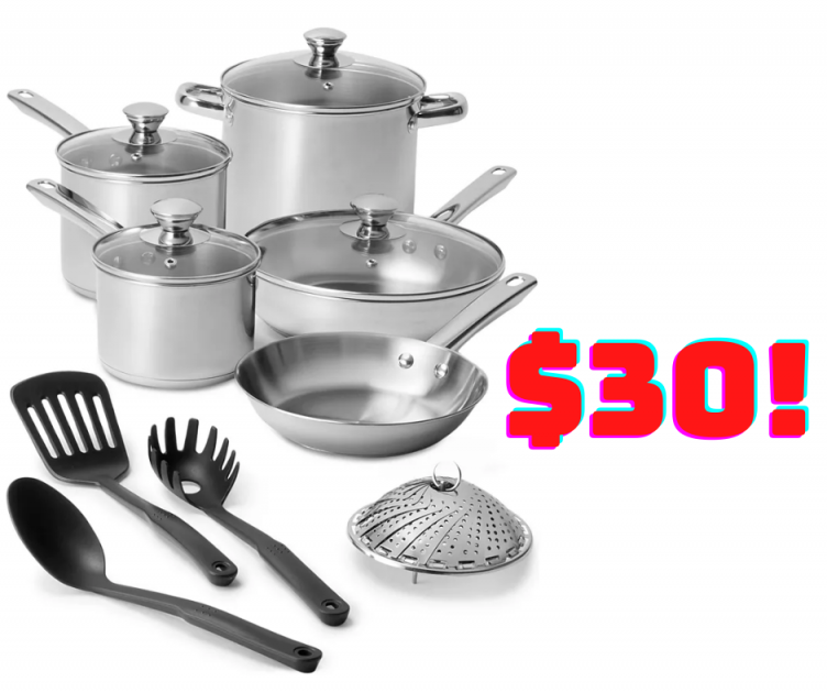 Stainless Steel 13-Pc. Cookware Set HOT Macys Deal!