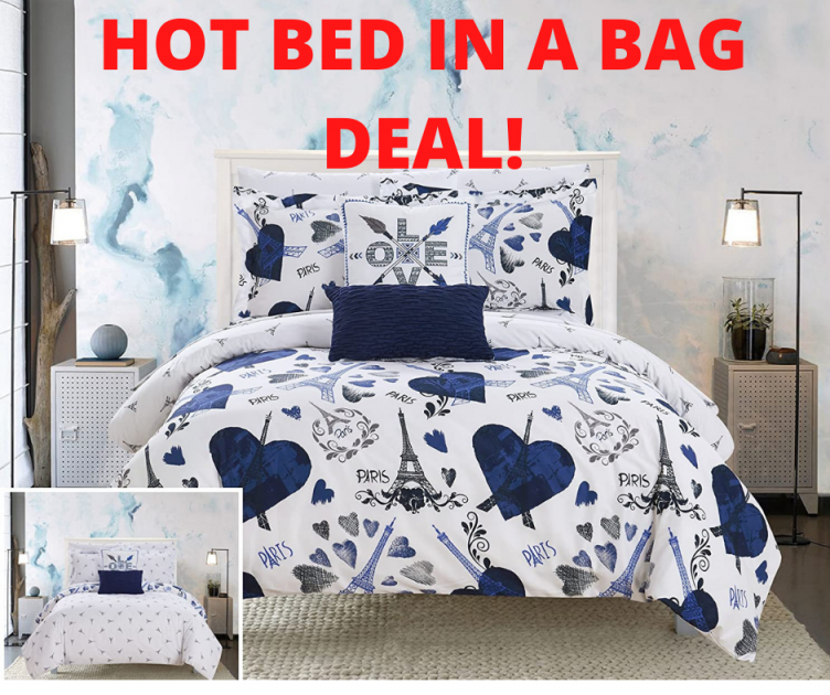 Paris is Love 9 Piece Reversible Bed in a Bag HOT Amazon Deal!