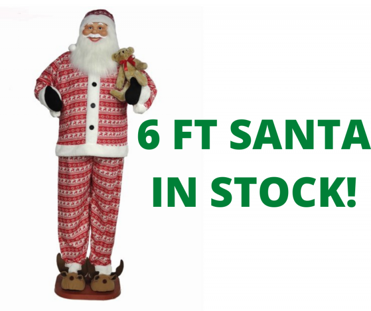 Holiday Time 6ft Fabric Pajamas Santa IN STOCK! GO NOW