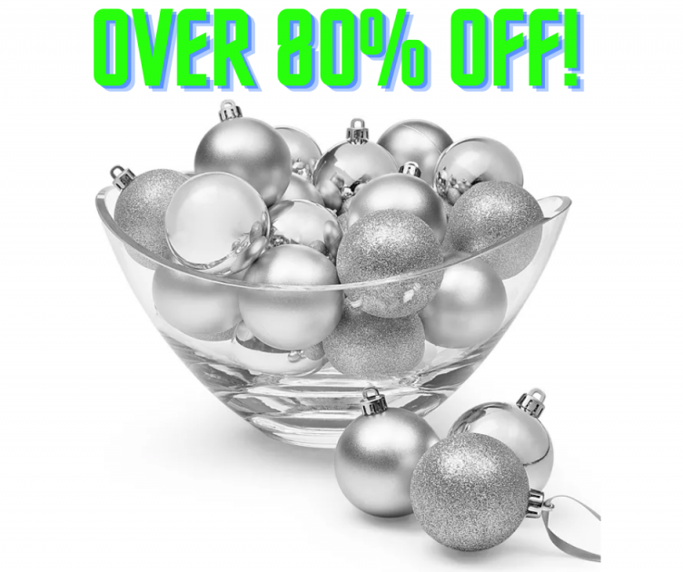 Silver Shatterproof Set of 30 Christmas Ornaments OVER 80% OFF!