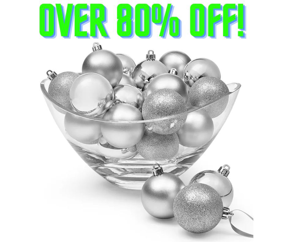 Silver Shatterproof Set of 30 Christmas Ornaments OVER 80% OFF!