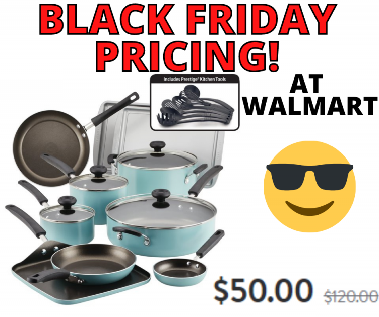Farberware 20 Piece Cookware Set Black Friday Pricing at Walmart!