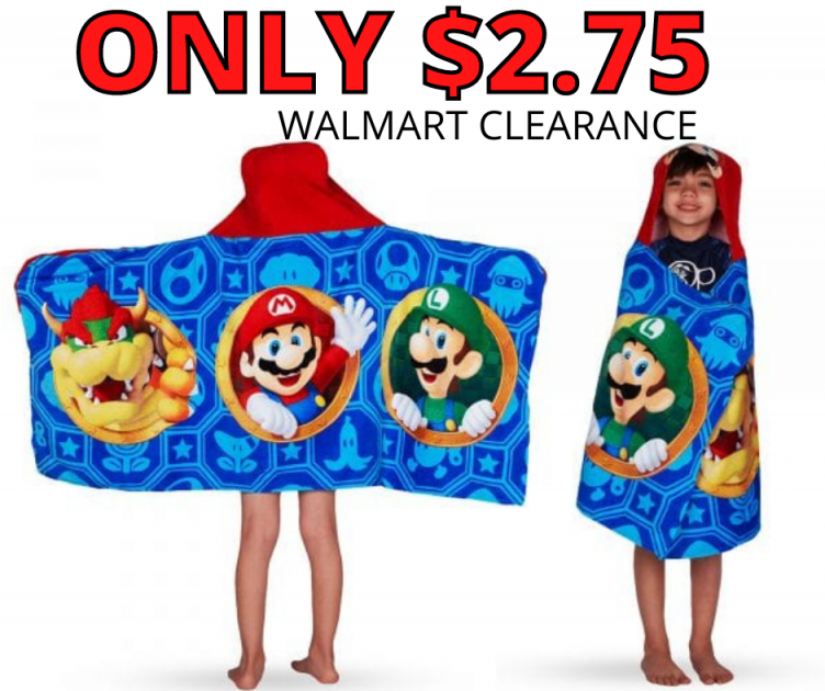 Super Mario Kids Bath and Beach Hooded Towel Wrap Price Drop at Walmart!