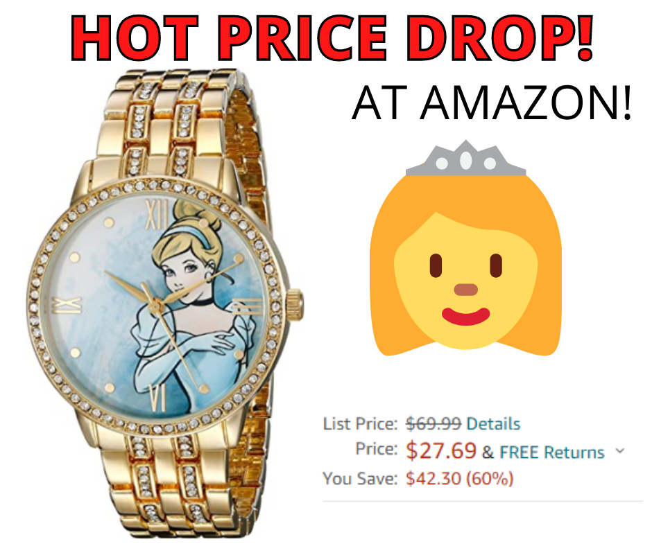 Disney Women’s Rhinestone Watch Cinderella HOT Price Drop at Amazon