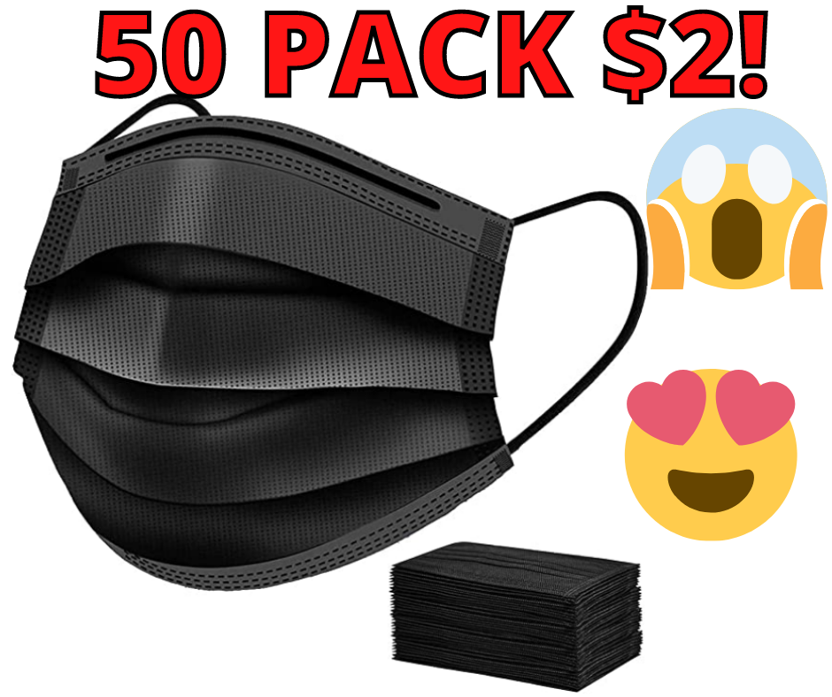 50 Pack Black Face Masks JUST $2 at Amazon!