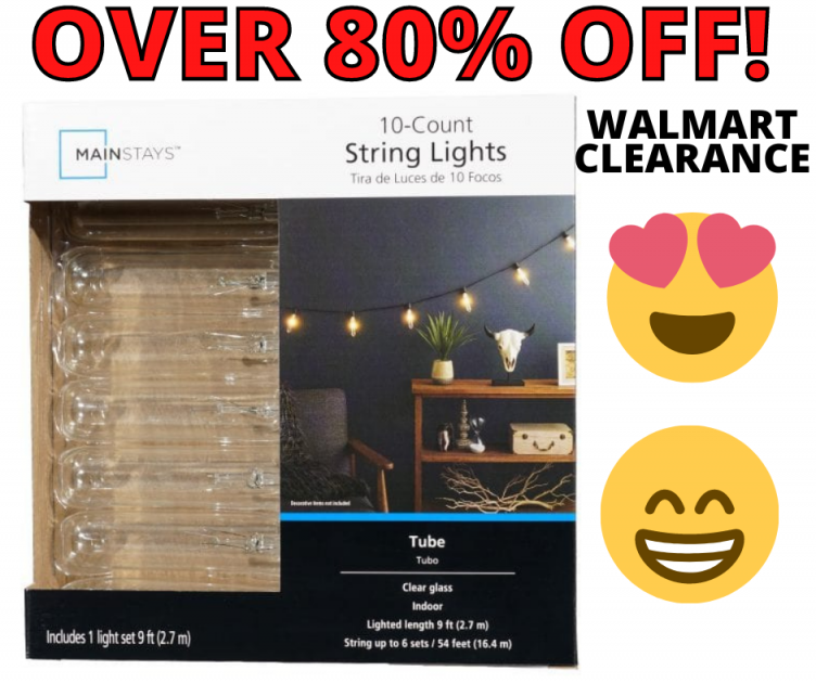 Mainstays Tube String Lights 80% Off at Walmart!
