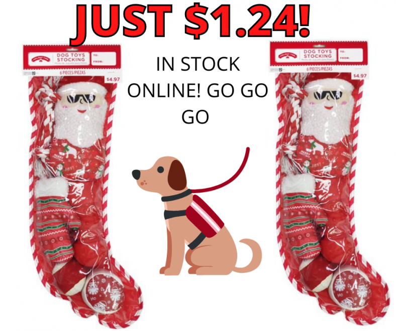 Holiday Time Christmas Dog Toys Stocking JUST $1.24! RUN!