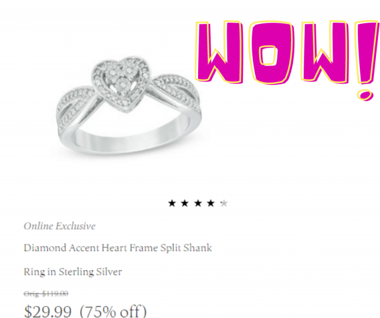 Diamond Accent Heart Frame Split Shank Ring in Sterling Silver $30 at Zales!
