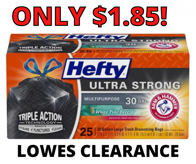 Hefty Black Trash Bags CLEARANCE at Lowes!