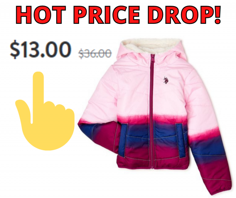U.S. Polo Assn. Girls’ Dip-Dye Hooded Puffer Jacket HOT Walmart Deal!