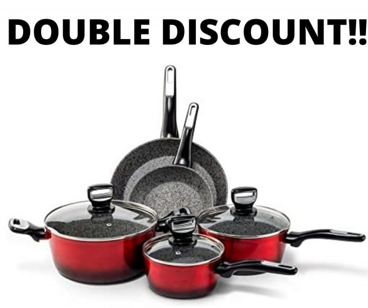 Granite Pots & Pans Non Stick Set Double Discount!
