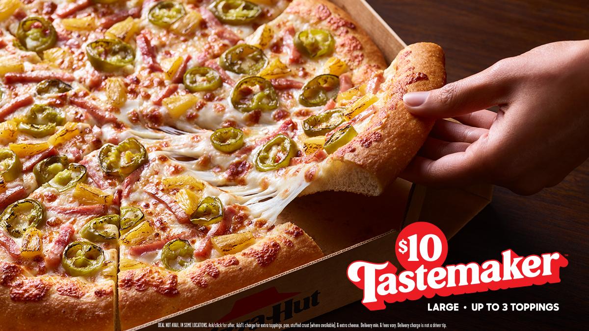 $10 Tastemaker Large 3 Topping Pizza at Pizza Hut!