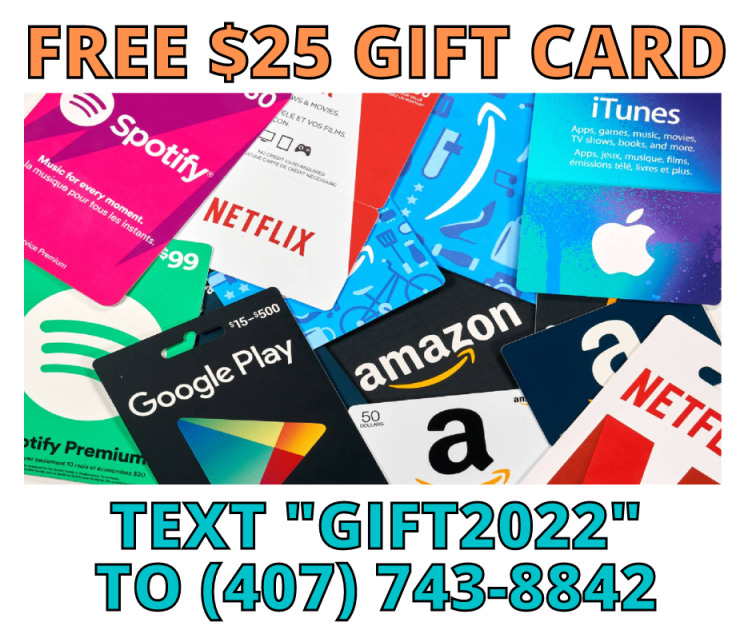 FREE $25 Gift Card from a Variety of stores!