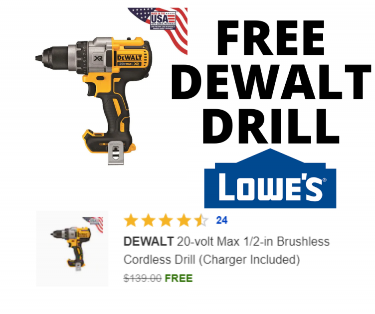 FREE DEWALT DRILL FROM LOWES WITH PURCHASE!
