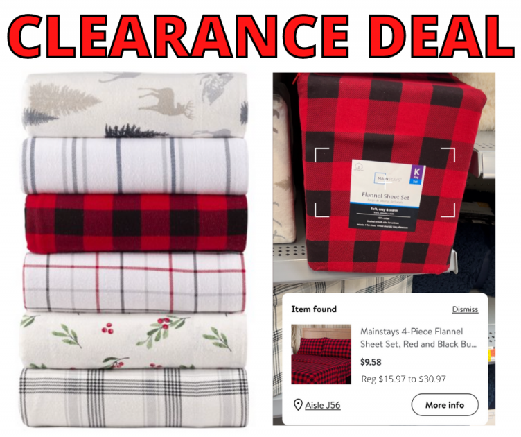Mainstays 4-Piece Flannel Sheet Set On Clearance!