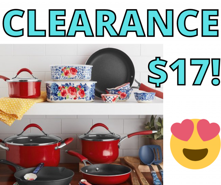 The Pioneer Woman Frontier Speckle 25-piece Nonstick & Cast Iron Cookware Combo Set Only $17 at Walmart!
