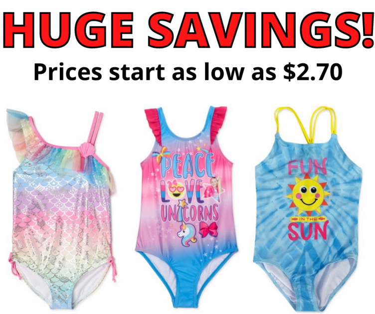 Girls Swimsuits On Clearance as low as $2.70!
