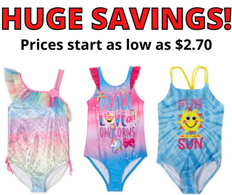 Girls Swimsuits On Clearance as low as $2.70!