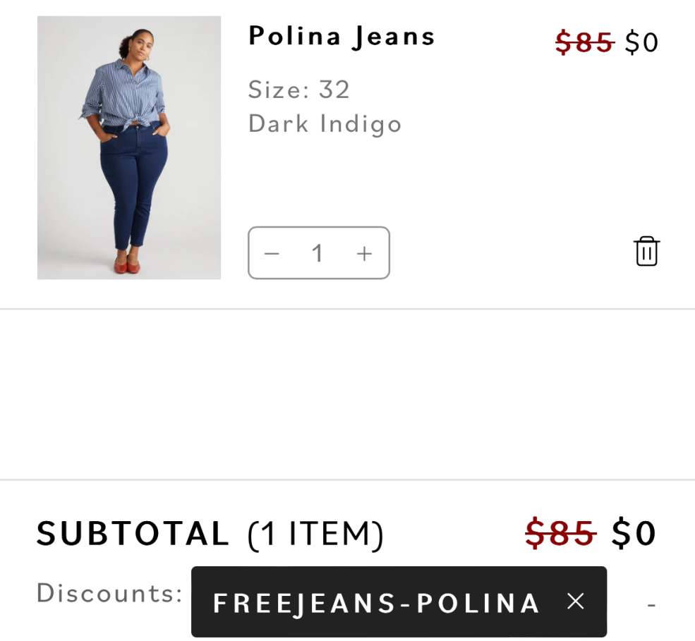 GLITCH! – FREE $85 WOMENS JEANS