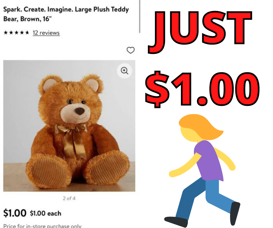 Large Plush Teddy Bear Just $1.00 at Walmart!
