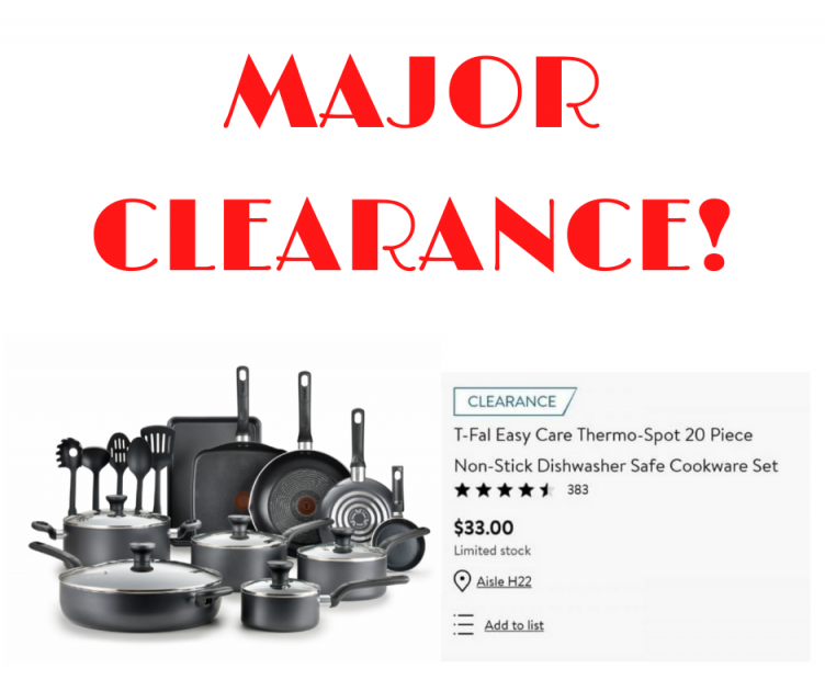 T-Fal Easy Care Thermo-Spot 20 Piece Non-Stick Dishwasher Safe Cookware Set Only $33