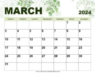 March 2024 calendar Nature theme